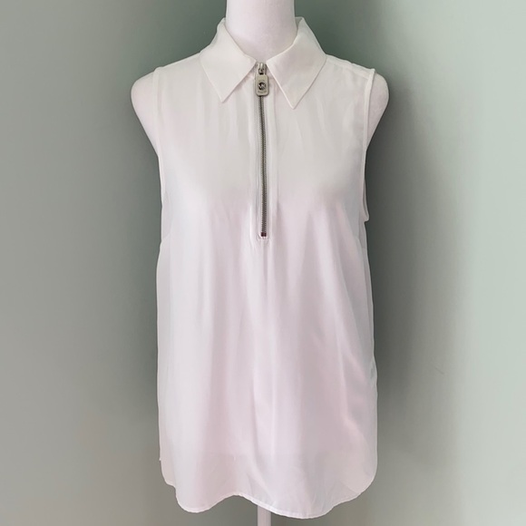 MICHAEL Michael Kors Tops - Michael Kors White Sleeveless Zip Top